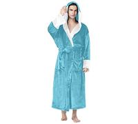 Uomo Casual Solido Patchwork Con Cappuccio Tempo Libero Manica A Tre Quarti Accappatoio Pigiama Pantaloni per Uomo 20xl, Blu, L