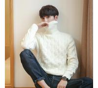 Uomo Cavo Maglione Maglia collo Alto Maglione Pullover Maglieria Inverno Vintage