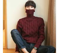 Uomo Cavo Maglione Maglia collo Alto Maglione Pullover Maglieria Inverno Vintage