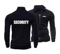 Uomo Cerniera Intera Felpa per Security Giacche Casual Primavera Autunno Manica Lunga Niente Cappuccio Ponticelli Cappotto Giacca Attiva Leggera(Black,M)
