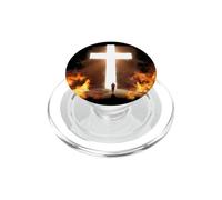 Uomo che corre alla croce cristiana di Gesù Cristo nella roccia PopSockets PopGrip per MagSafe