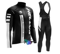 Uomo Ciclismo Autunnale Complet Abbigliamento Ciclismo Set Manica Lunghi Tuta Ciclismo＋Pantaloni Ciclismo con 9D Imbottitura in Gel＋Occhiali Antivento da Ciclismo (TYP-9,XL)