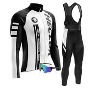 Uomo Ciclismo Autunnale Complet Abbigliamento Ciclismo Set Manica Lunghi Tuta Ciclismo＋Pantaloni Ciclismo con 9D Imbottitura in Gel＋Occhiali Antivento da Ciclismo (TYP-1,XXL)