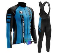 Uomo Ciclismo Autunnale Complet Abbigliamento Ciclismo Set Manica Lunghi Tuta Ciclismo＋Pantaloni Ciclismo con 9D Imbottitura in Gel＋Occhiali Antivento da Ciclismo (TYP-2,L)