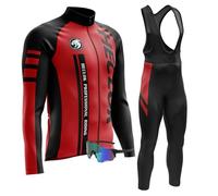 Uomo Ciclismo Autunnale Complet Abbigliamento Ciclismo Set Manica Lunghi Tuta Ciclismo＋Pantaloni Ciclismo con 9D Imbottitura in Gel＋Occhiali Antivento da Ciclismo (TYP-7,S)
