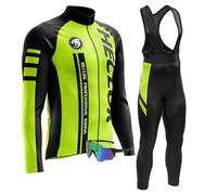 Uomo Ciclismo Autunnale Complet Abbigliamento Ciclismo Set Manica Lunghi Tuta Ciclismo＋Pantaloni Ciclismo con 9D Imbottitura in Gel＋Occhiali Antivento da Ciclismo (TYP-4,M)