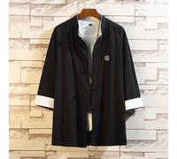 Uomo Cinese Rétro Ttang Top Tuta Tai Chi Camicia Rana Pulsante Camicetta Etnico