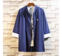 Uomo Cinese Rétro Ttang Top Tuta Tai Chi Camicia Rana Pulsante Camicetta Etnico