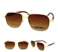 Uomo CLASSICO Elegant Sofisticato Hip Luppolo OCCHIALI DA SOLE Oro & Sintetico