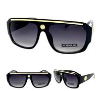 Uomo Classico Elegante Rétro Hardcore Hip Hop Rapper Sole Occhiali Spesso Nero