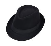 Uomo Classico Manhattan Strutturato Gangster Trilby Fedora Hat Nero