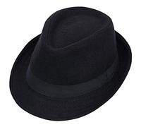 Uomo Classico Manhattan strutturato Gangster Trilby Fedora Hat Nero