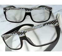 Uomo Classico Rétro Hip Hop Rapper Lenti Trasparenti Occhiali Nero Pitonato