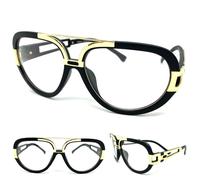 Uomo Classico Retrò Hip Hop Rapper Stile Lenti Trasparenti Occhio Occhiali Nero