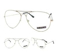 Uomo Classico Vintage 70s Rétro Hip Hop Stile Lenti Trasparenti Occhiali Argento