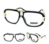 Uomo Classico Vintage Retrò Hip Hop Rapper Stile Occhiali Nero & Oro Telaio