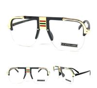 Uomo Classico Vintage Retrò Hip Hop Rapper Stile Sole Occhiali Nero & Oro Telaio