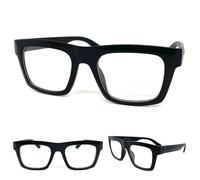 Uomo Classico Vintage Retrò Stile Lenti Trasparenti Occhiali Grande Nero