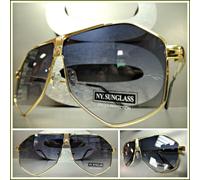 Uomo Classy Elegante Rétro Hip Hop Rapper Stile Sole Occhiali Grande Oro Metallo