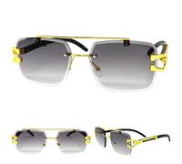 Uomo Classy Elegante Sofisticato Rétro Hip Hop Rapper Sole Oro Telaio C1