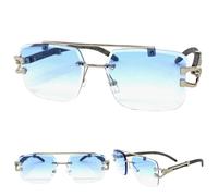 Uomo Classy Elegante Sofisticato Rétro Hip Hop Rapper Sun Occhiali Argento Frame