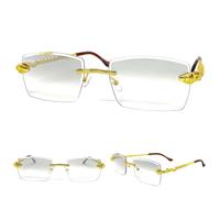 Uomo Classy Elegante Sofisticato Trasparente Lieve Tinta Lenti Sun Montatura Oro