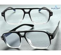 Uomo Classy Vintage Retrò Stile Blu Luce Blocco Computer Occhiali Telaio Nero