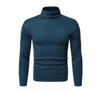 Uomo Collo Alto Collo Alto Camicia A Maniche Lunghe Casual A Costine Maglione Pullover Maglione Leggero Slim Fit Camicette, Blu Mock Neck Top Per Uomo, L