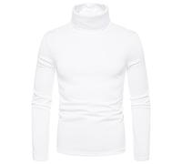 Uomo Collo Alto Collo Alto Camicia A Maniche Lunghe Casual A Costine Maglione Pullover Maglione Leggero Slim Fit Camicette, Bianco Mock Neck Top Per Uomo, M