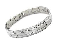 UOMO Completo Bio Braccialetto Magnetico Acciaio Inox Guarire IN Argento