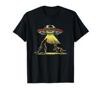 Uomo con cane rapimento alieno UFO - Retro Cospirazioni Amante Maglietta