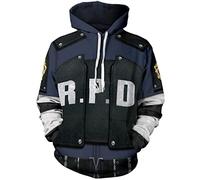 Uomo con cappuccio Resident Evil Serie Ombrello Lettere RPD Stampa Colore Patchwork Decor Plus Size 5XL Cosplay Pullover Felpe con cappuccio, Verde scuro, L