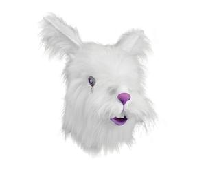 Uomo Coniglio Bianco Completo Testa Maschera Easter Bunny Accessorio Costume