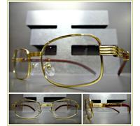 Uomo Contemporanea Lenti Trasparenti Occhiali Piccolo Oro & Legno Effetto