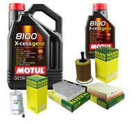 UOMO Controllo Set 6L MOTUL 8100 X-CESS 5W-40 Per Audi A3 Sportback 3.2 V6