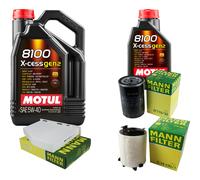 UOMO Controllo Set 6L MOTUL 8100 X-CESS 5W-40 Per VW Golf VI 1.6 Audi A3