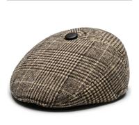 Uomo Coppola Cappello Piatto Fodera Pile Cabbie Basco Coperchi Jacquard Rétro