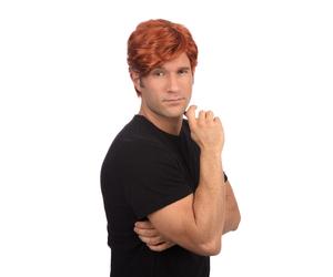 Uomo Corto Riga di Lato Parrucca Zenzero Rosso Popstar Costume Travestimento da