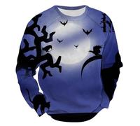 Uomo Costume di Halloween Divertente Felpa Girocollo Uomo Halloween Stampato Streetwear Oversize Felpe Casual a Contrasto Colore Top Stampa 3D Pullover Grafica Strega Pullover Vestiti Festivi, A, M