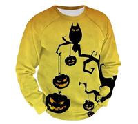 Uomo Costume di Halloween Divertente Felpa Girocollo Uomo Halloween Stampato Streetwear Oversize Felpe Casual a Contrasto Colore Top Stampa 3D Pullover Grafica Strega Pullover Vestiti Festivi, C, S