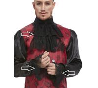 Uomo Costume Foulard & Polsini Set Uomo Mayor Set Nero Kit By Smifffys
