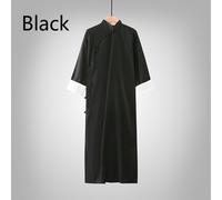 Uomo Cotone Lino Cinese Tradizionale Vestaglia Crosstalk Giacca Ttang Suit Solid