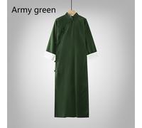 Uomo Cotone Lino Cinese Tradizionale Vestaglia Crosstalk Giacca Ttang Suit Solid