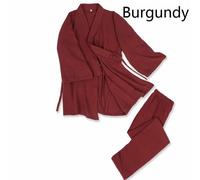 Uomo Cotone Set Pigiama 3/4 Maniche Kimono Top Pantaloni Abito Stile Giapponese