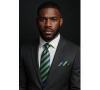 Uomo Cravatta Solo Twill Blu Oro Giallo a Righe Seta Elegante Matrimonio Gift UK