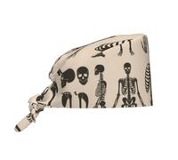 Uomo Cuffia Chirurgica Scheletro di Ossa Umane Berretto da Lavoro Regolabile Cappellini da Baseball Traspirante Cappellino da Chef per Personale Medico Fornai Dentisti