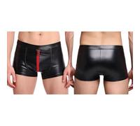 Uomo Culotte Boxer Fermaglio Zip con Tasca Rigonfiata Uomo Short Latex Culotte Che Sembrano Bagnate Intimo Gay Latex Rosso XL