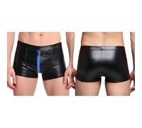 Uomo Culotte Boxer Fermaglio Zip con Tasca Rigonfiata Uomo Short Latex Culotte Che Sembrano Bagnate Intimo Gay Latex Blu B L