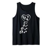 Uomo Cuore Amore Cani Gatti Zampe Impronta Accanto al Padrone Canotta