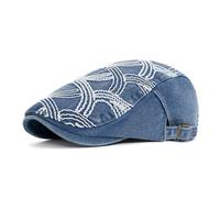 Uomo Denim Scambiato Basco Con Cuciture Vintage Coppola Cappello Autista Nuovo